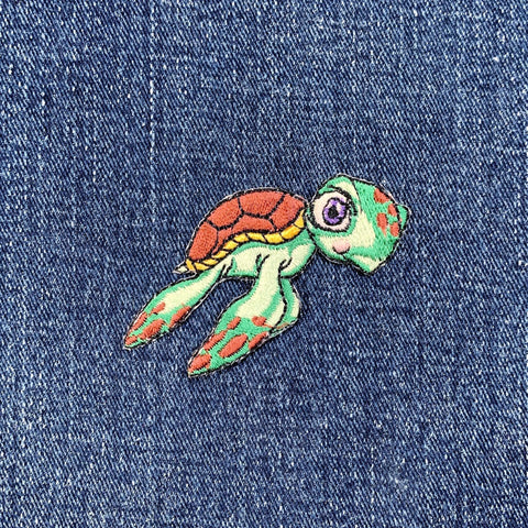 Baby Turtle Applique Patch - Embroidered Sea Creature Animal Badge 2-3/8" (Iron On)