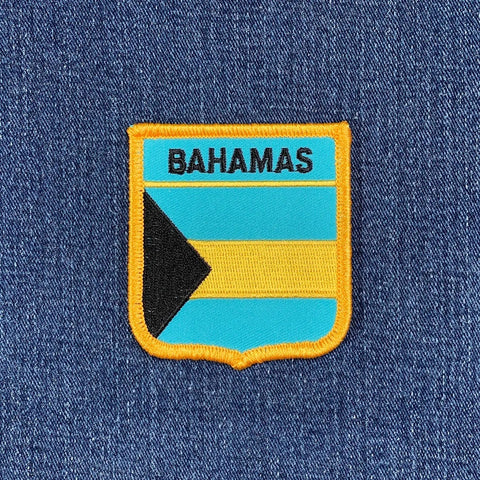 Bahamas Patch - Embroidered West Indies Flag Shield Badge 2.75" (Iron Or Sew On)