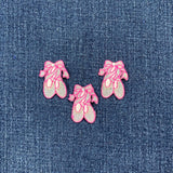 3-Pack Ballet Slippers Applique Patch - Embroidered Ballerina Dance Shoes Badge 1-1/8" (Iron On)