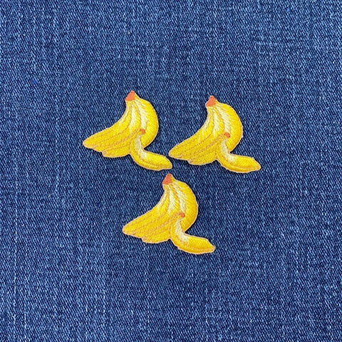3-Pack Bananas Applique Patch - Embroidered Fruit Food Badge 1.75" (Iron On)
