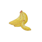 Yellow banana-shaped patch on a white background