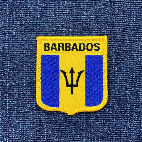 Barbados patch on a blue denim background