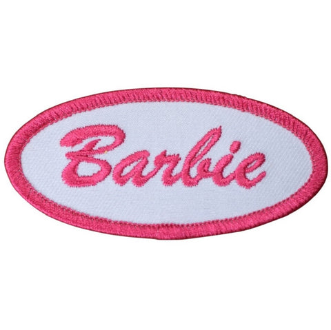 Barbie Patch - Pink & White Name Badge 3" (Iron On)