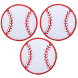 3-Pack Baseball Applique Patch - Embroidered Felt Sports Ball Badge 2" (Iron On)