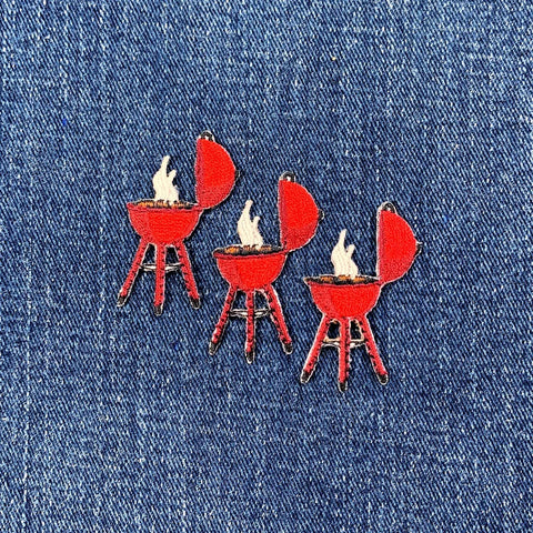 3-Pack Mini Barbecue Applique Patch - BBQ Grill Food Cook Chef Tailgate Embroidered Badge 1-5/8" (Iron On)
