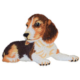 Beagle Dog Laying Down Applique Patch - Embroidered Pet Animal Badge 2.5" (Iron On)