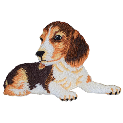 Beagle Dog Applique Patch - Laying Down Puppy Animal Badge 2.5" (Iron on)