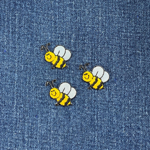 3-Pack Bee Applique Patch - Embroidered Bumblebee Insect Badge 1" (Iron On)