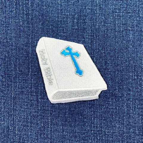 Holy Bible Applique Patch -  New Testament Cross Christian Embroidered Badge 3" (Iron Or Sew On)