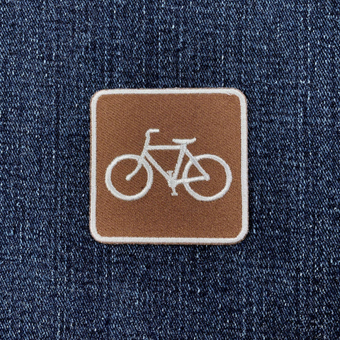 Bicycle Patch - Embroidered Bike Trail Sign Badge 2" (Iron On)