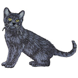 Black & Gray Cat Applique Patch - Embroidered Animal Badge 3" (Iron Or Sew On)
