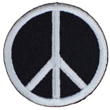 Peace Sign Patch - Embroidered Black & White World Peace Badge 2" (Iron Or Sew On)