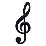 Black treble clef symbol patch on a white background