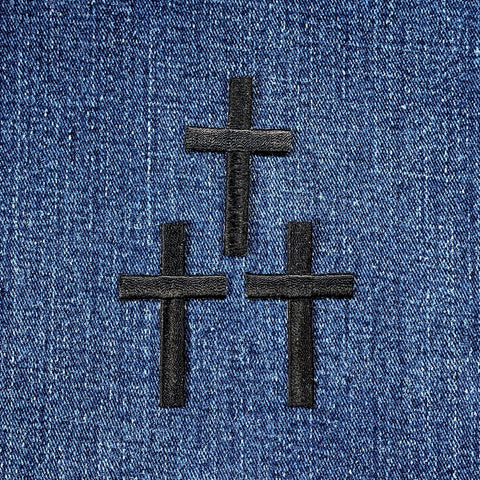 3-Pack Black Cross Applique Patch - Embroidered Christian Baptism Badge 2" (Iron On)