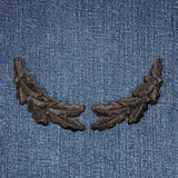 Scrambled Eggs Patch Set - Black Military Cap Captain Hat Embroidered Oak Leaves 3.75" (Iron On)