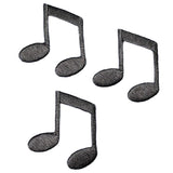 3-Pack Double Note Applique Patch - Sheet Music Black Embroidered Badge 1-3/8" (Iron On)