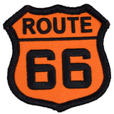 Route 66 Patch - Embroidered Orange & Black Highway Sign Badge 2.5" (Iron On)