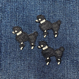 3-Pack Black Poodle Applique Patch - Embroidered Dog Badge 1-7/8" (Iron On)