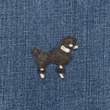 Black Poodle Applique Patch - Embroidered Dog Badge 1-7/8" (Iron On, Right)