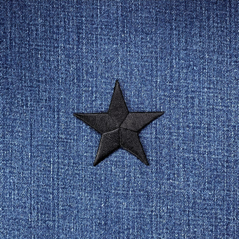 Black Star Applique Patch - Embroidered Iron On Badge 2.25"