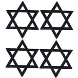 4 black star of David patches on a white background