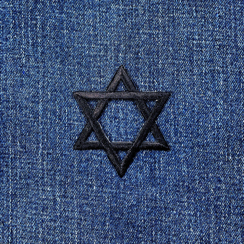 Star of David Applique Patch - Embroidered Black Badge 2" (Iron On)