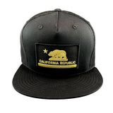 Black cap with California Republic bear patch on a white background