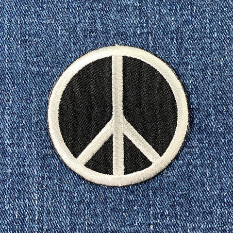Peace Sign Patch - Embroidered Black & White World Peace Badge 2" (Iron Or Sew On)