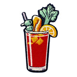 Embroidered patch of a Bloody Mary on a white background