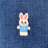 Easter Bunny Applique Patch - Cute Embroidered Rabbit Badge 2" (Iron On)