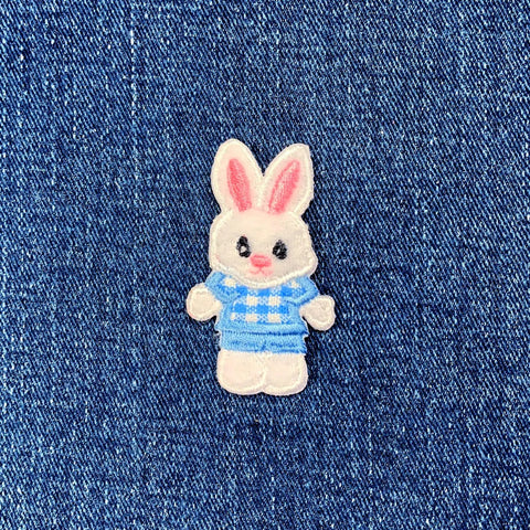 Easter Bunny Applique Patch - Cute Embroidered Rabbit Badge 2" (Iron On)