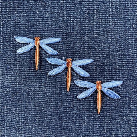 3-Pack Dragonfly Applique Patch - Embroidered Insect Badge 1-3/4" (Iron On)