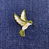 Hummingbird Applique Patch - Embroidered Blue & Green Bird Badge 2-3/8" (Iron On)