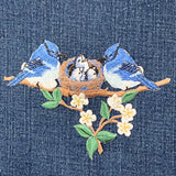 Blue Jay Nest Applique Patch - Fledgling Baby Bird Chicks Embroidered Badge 5" (Iron on)