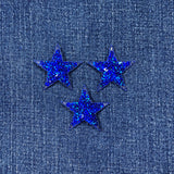 3-Pack Sequin Star Applique Patch - Blue Badge 1.5" (Iron On)