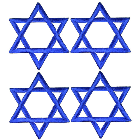 Star of David Applique Patch Set - Blue Hanukkah Jewish Badge 2" (4-Pack, Iron on)