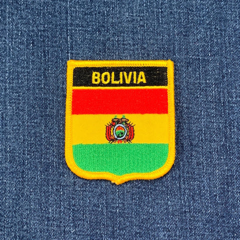 Bolivia Patch - Embroidered Flag Shield Badge 2.75" (Iron Or Sew On)