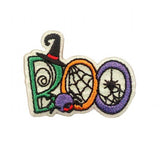 Embroidered patch with Halloween-themed design on a white background