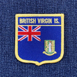 Patch with 'British Virgin Islands' text and Union Jack on blue background