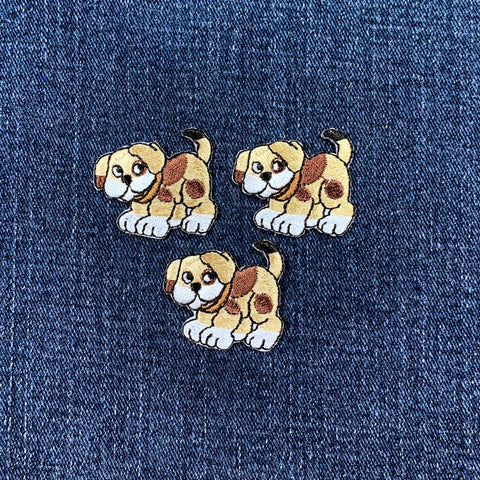3-Pack Brown Dog Applique Patch - Embroidered Pet Puppy Animal Badge 1.25" (Iron On)