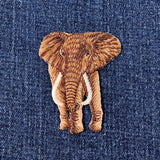 Brown Elephant Applique Patch - Embroidered Animal Badge 2.5" (Iron On)