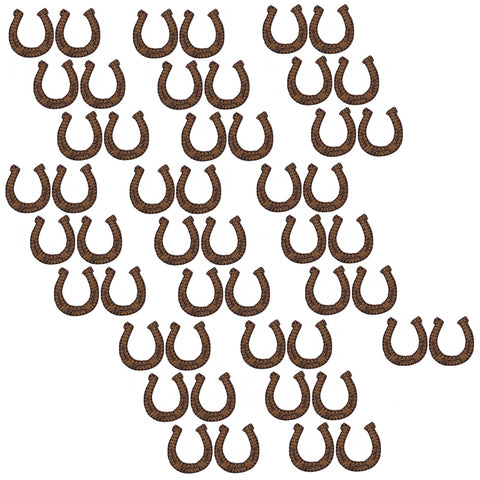 50-Pack Brown Horseshoe Applique Patch - Horse Cowboy Western Badge 1" (Iron on)