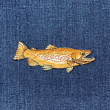 Brown Trout Applique Patch - Embroidered Fish Badge 3.5" (Iron On)