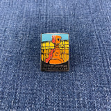 Pin with a Bryce Canyon National Park landscape design on a denim background