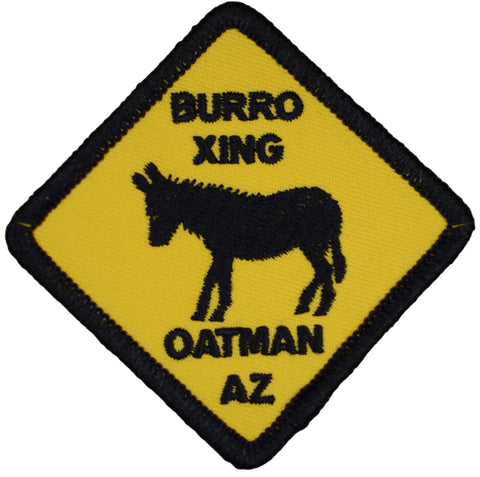 Oatman Arizona Patch - Burro Crossing Sign, AZ Badge 3" (Iron or Sew On)
