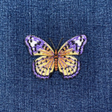 Butterfly Applique Patch - Embroidered Purple & Yellow Insect Badge 2-5/8" (Iron On)