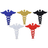 Caduceus Applique Patch Set - Doctor Nurse EMT Paramedic Medical Symbol 2-1/4" (5-Pack, Iron on)