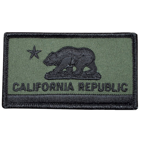 California Flag Patch - Olive Drab OD Green CA Republic Embroidered Badge 3.25"