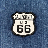 Patch with 'California US 66' design on a denim background