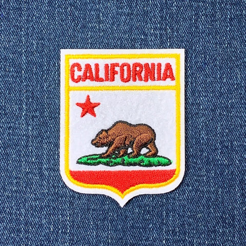 California Patch - Embroidered Flag Shield Badge 2.5" (Iron Or Sew On)
